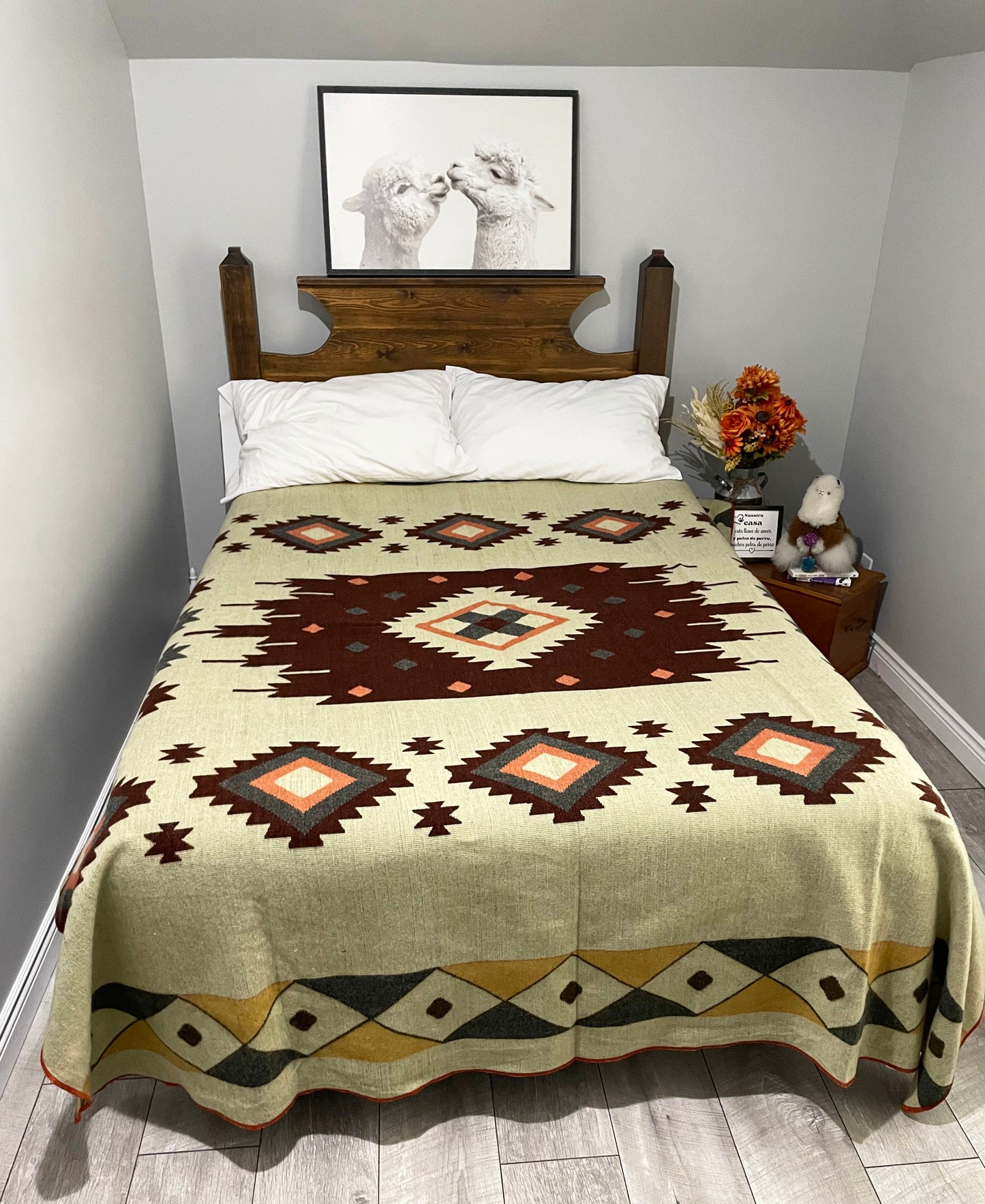 Unique Boho Western Print Reversible Alpaca Blanket