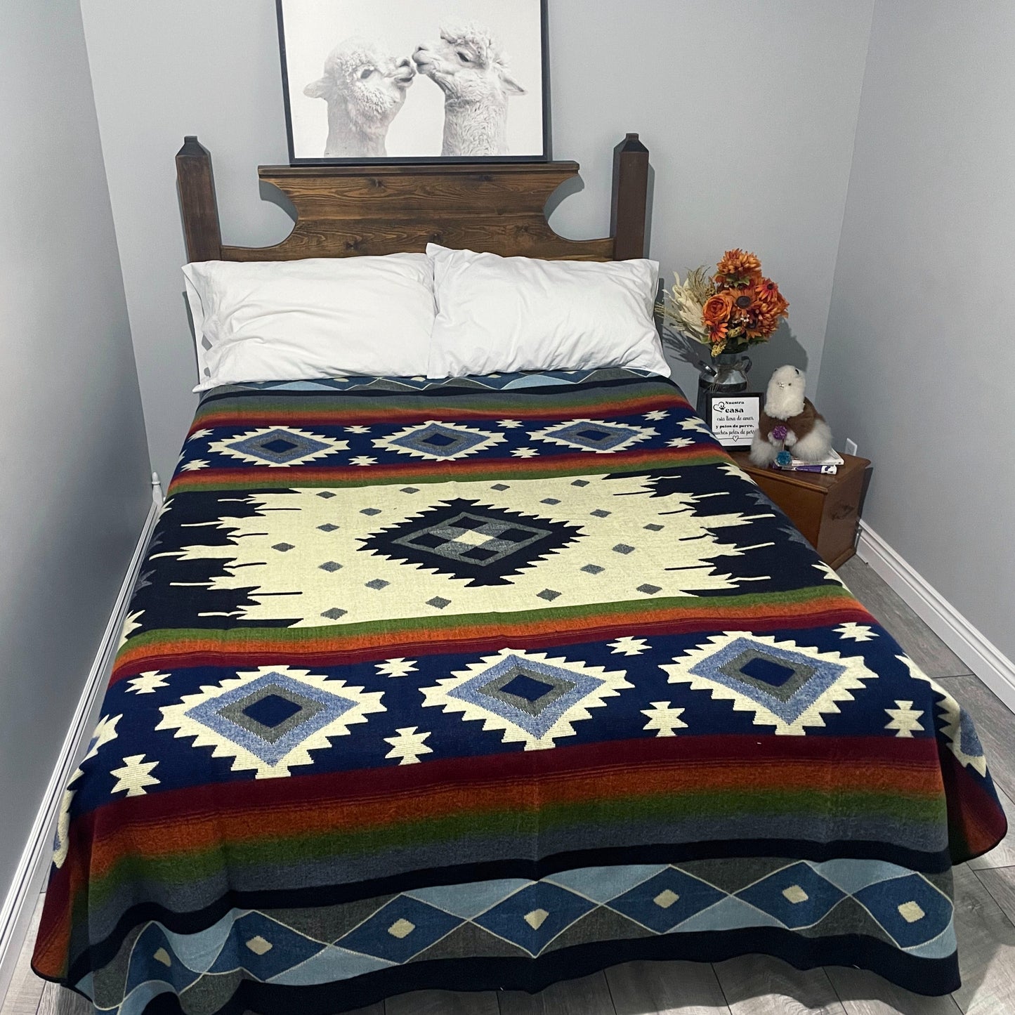 Bohemian Reversible Alpaca Blanket Luxury Alpaca Home Gift