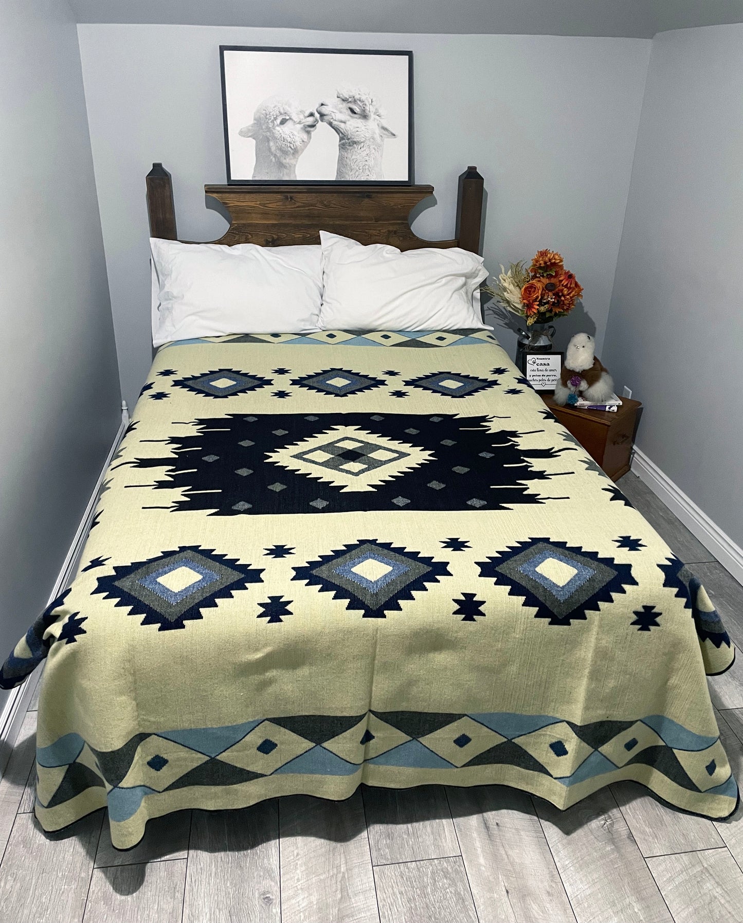 Bohemian Reversible Alpaca Blanket Luxury Alpaca Home Gift