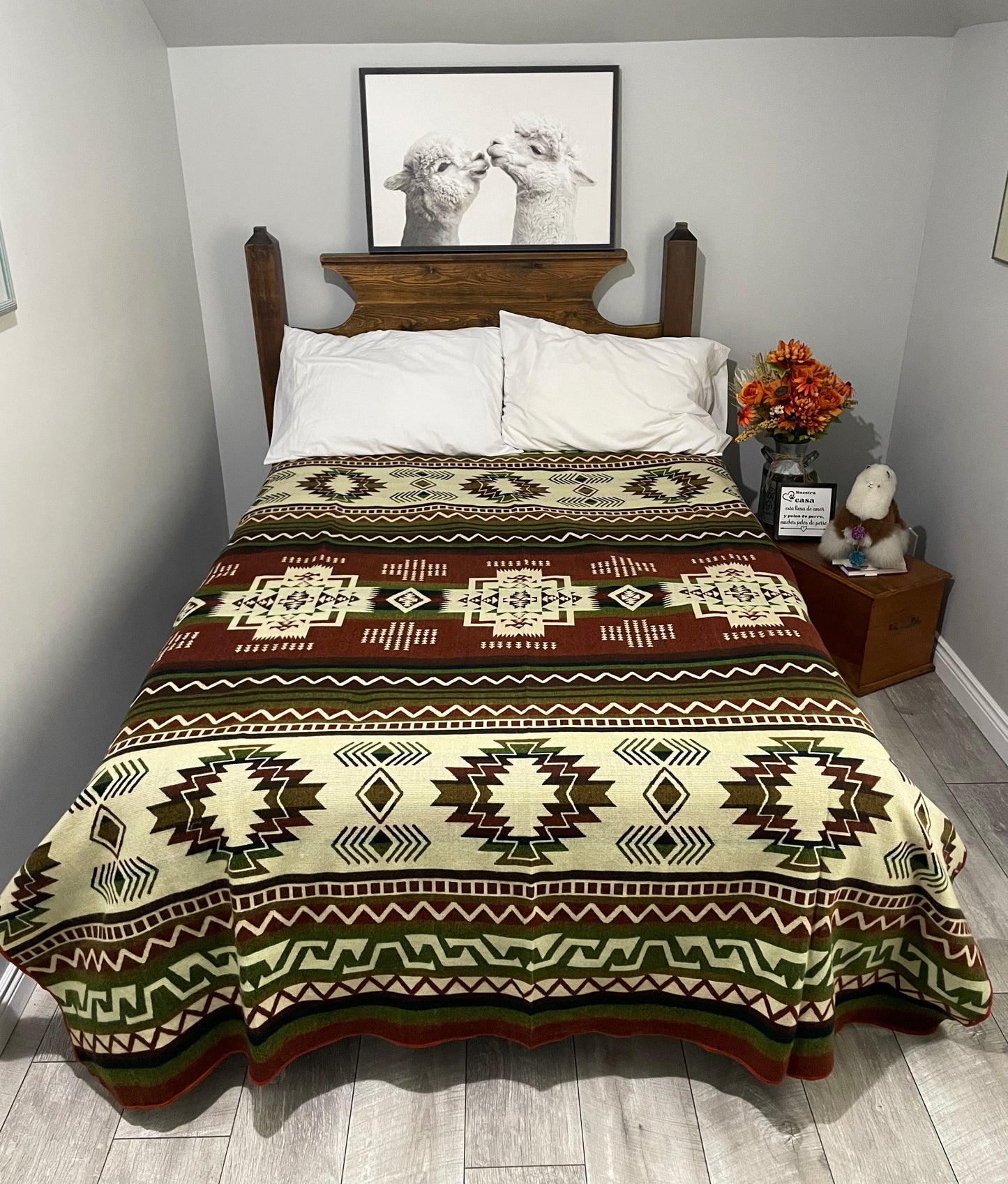 Rustic Artisan Ecuadorian Double-Sided Alpaca Fiber Blanket
