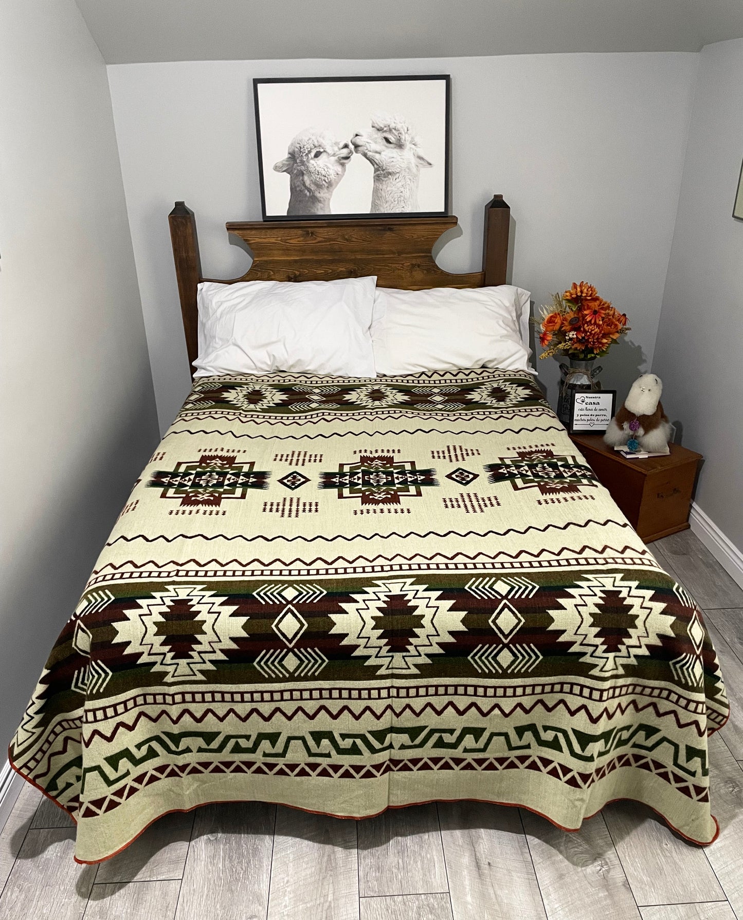 Rustic Artisan Ecuadorian Double-Sided Alpaca Fiber Blanket