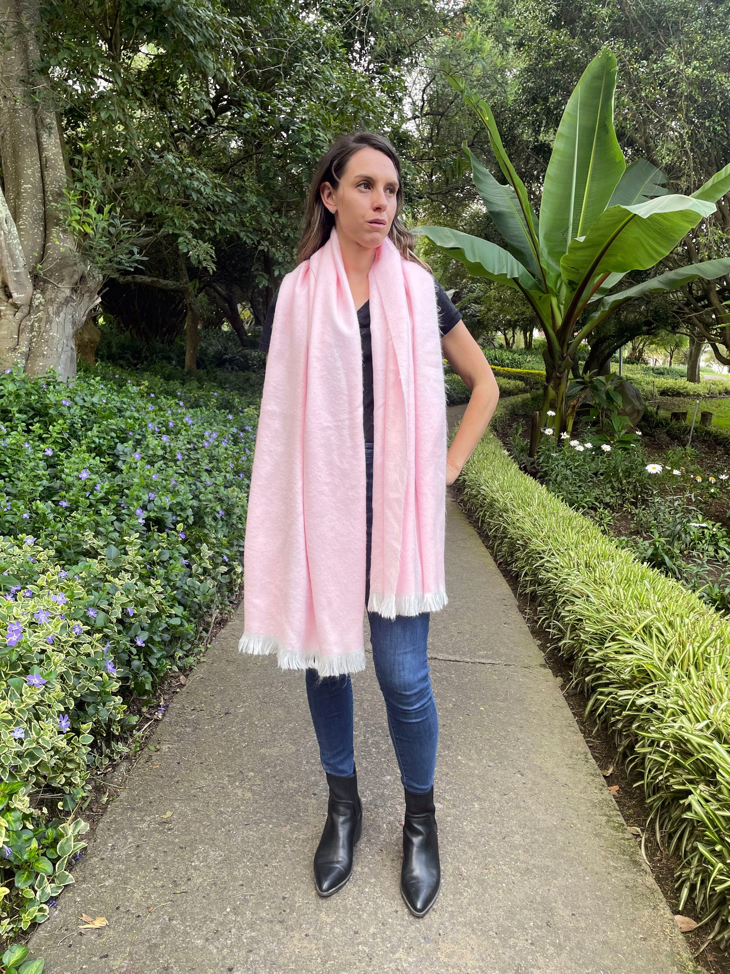 pretty pink alpaca shawl