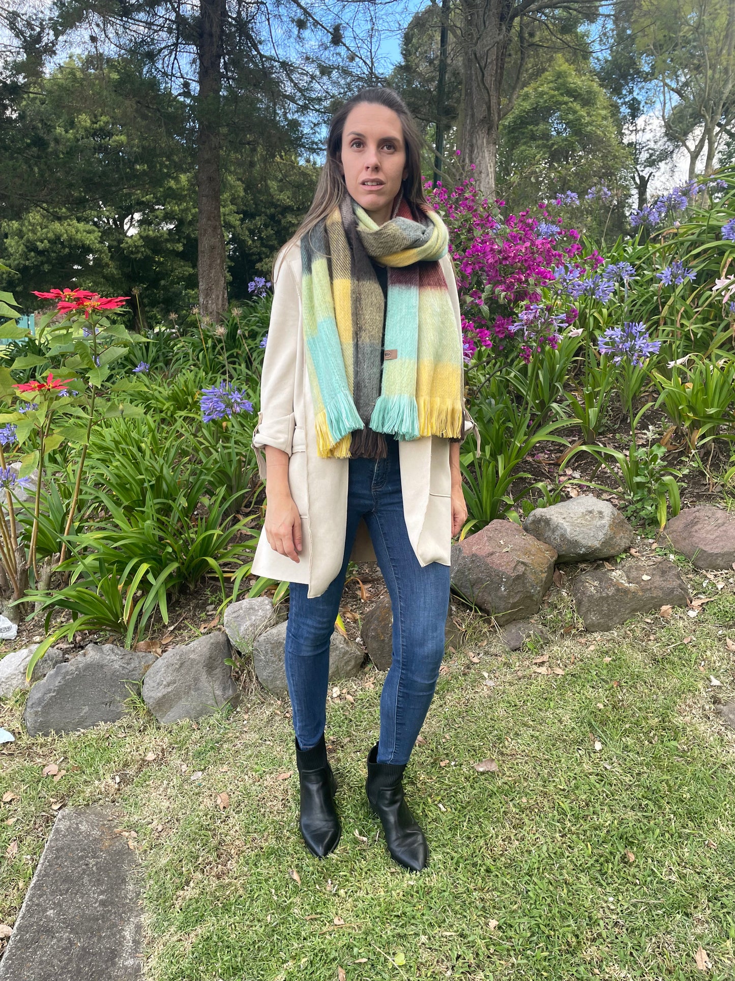 Cozy Colorful Patchwork Alpaca Wool Scarf Fashion Accessories