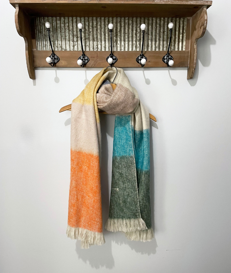 Unique Cozy Striped Fashion Alpaca Shawl With Fringe