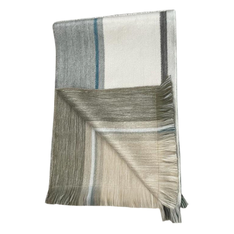 white beige reversible alpaca scarf