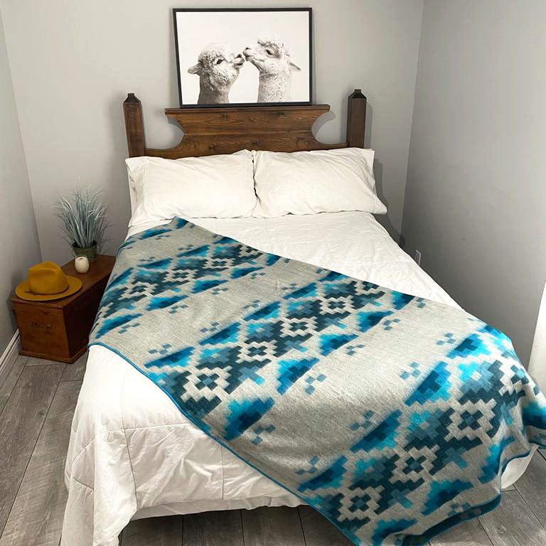 blue reversible alpaca blanket