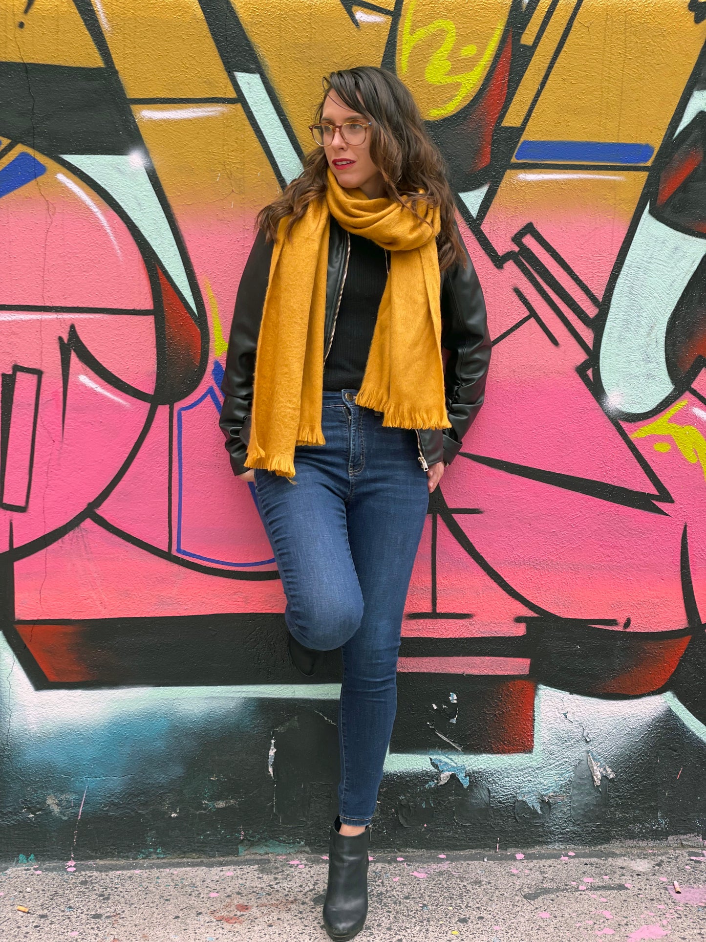 Cozy Luxury Mustard Yellow Alpaca Fiber Shawl Elegant Alpaca Fashion