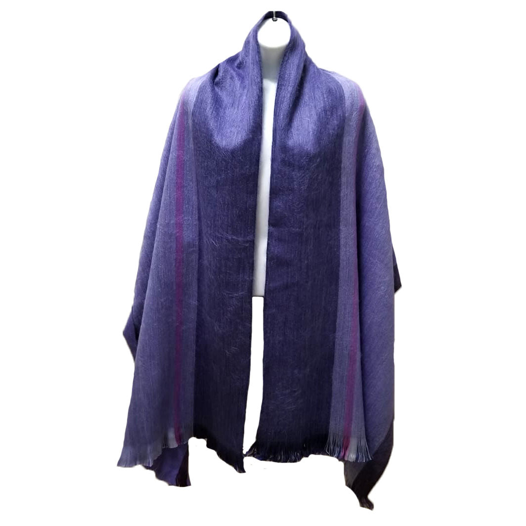 Pretty Boho Purple Reversible Artisan Alpaca Shawl