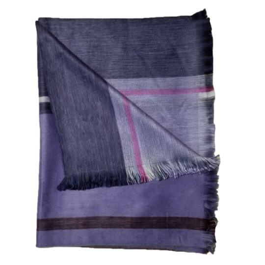 Pretty Boho Purple Reversible Artisan Alpaca Shawl