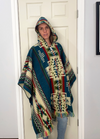 Cozy Ethnic Tribal Hooded Alpaca Poncho