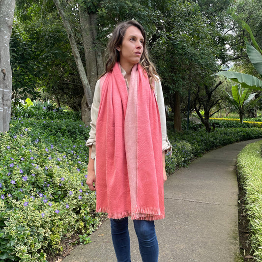 pretty pink alpaca shawl