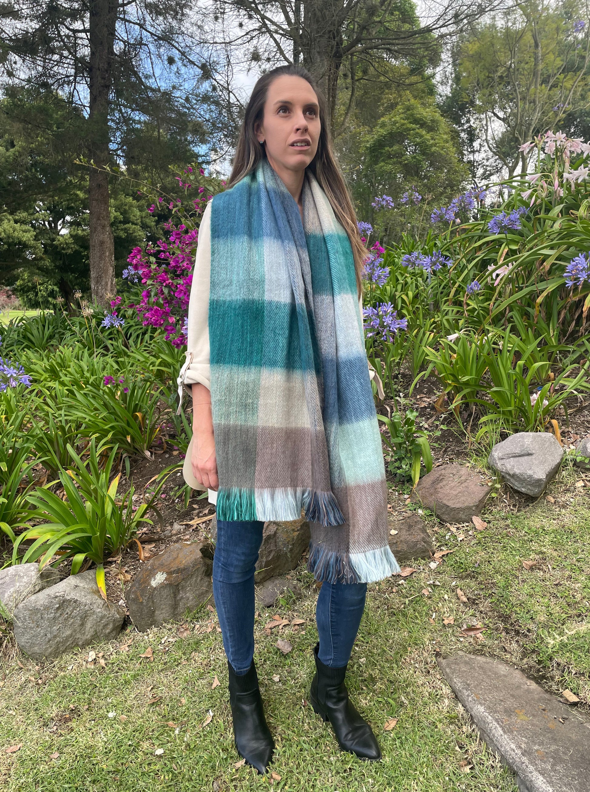 Cozy Luxurious Artisan Patchwork Alpaca Fiber Scarf