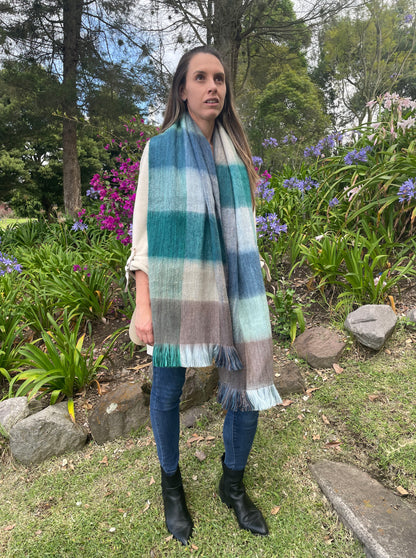 Cozy Luxurious Artisan Patchwork Alpaca Fiber Scarf