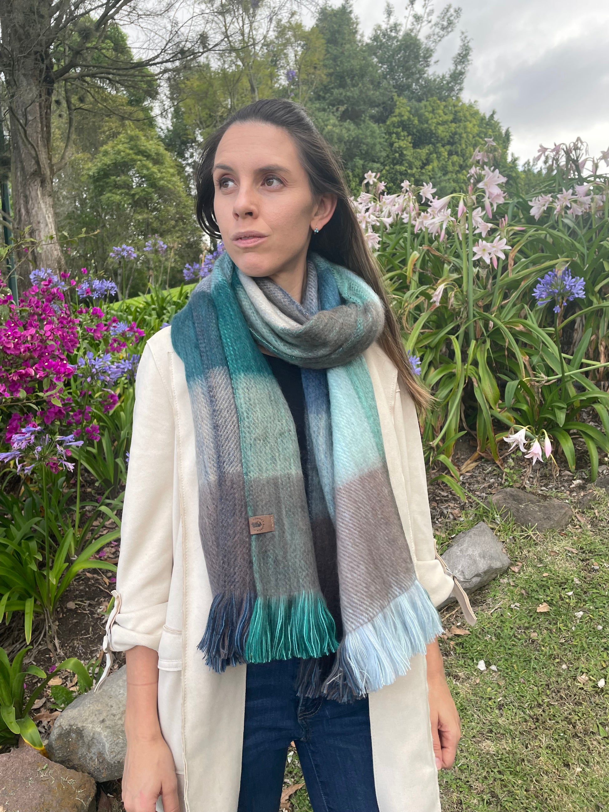 Cozy Luxurious Artisan Patchwork Alpaca Fiber Scarf