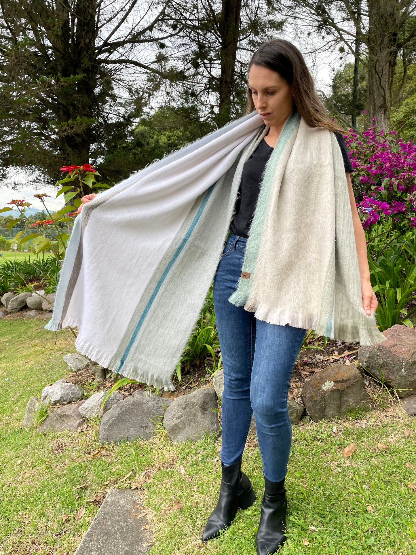 double sided alpaca shawl