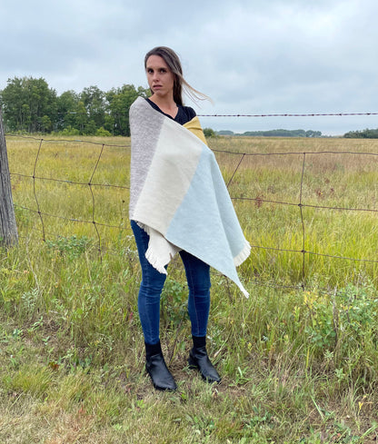 Pretty Striped Artisan Alpaca Fiber Shawl