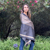 Luxury Cozy Reversible Black Brown Reversible Alpaca Fiber Shawl