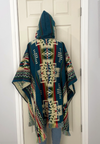Cozy Ethnic Tribal Hooded Alpaca Poncho