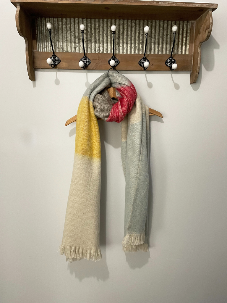 Pretty Striped Artisan Alpaca Fiber Shawl