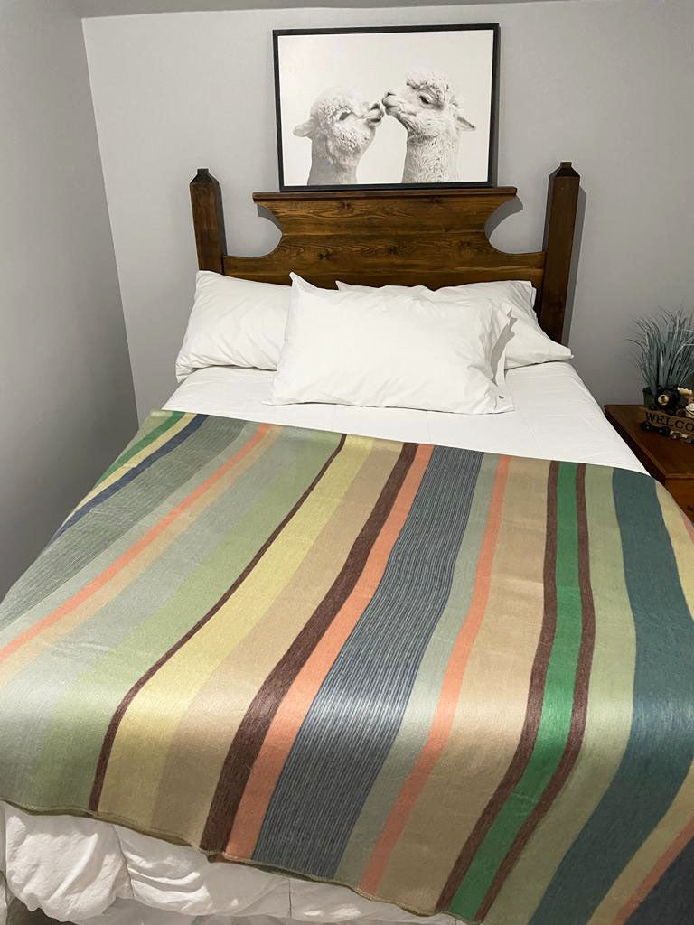 Soft Snuggly Classic Luxury Striped Alpaca Fiber Blanket