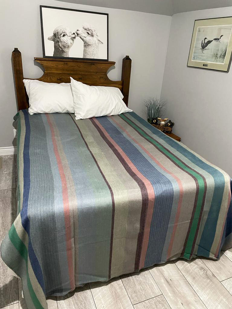 Unique Striped Soft Alpaca Fiber Blanket Cozy Home Gifts