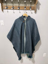 cozy blue button up alpaca poncho