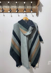 cozy striped reversible blue alpaca poncho