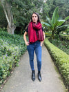 large oversized red alpaca scarf