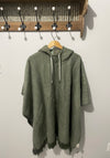 luxurious grey hooded alpaca poncho