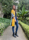 mustard grey two sided alpaca shawl