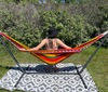 relaxing backyard rasta hammock