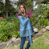 reversible blue alpaca shawl wrap