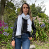 reversible white grey alpaca wool scarf