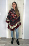 women's western alpaca poncho with fringe