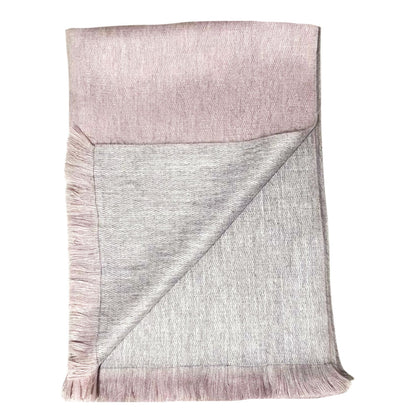 Luxurious Soft Cozy Pink And Grey Reversible Alpaca Fiber Shawl