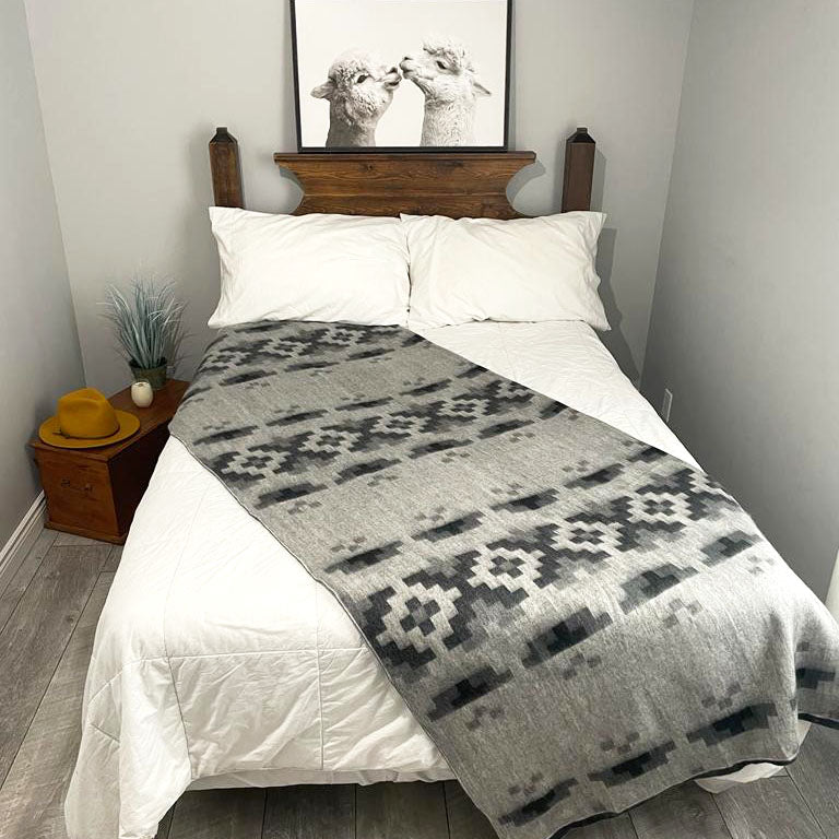 grey reversible alpaca blanket