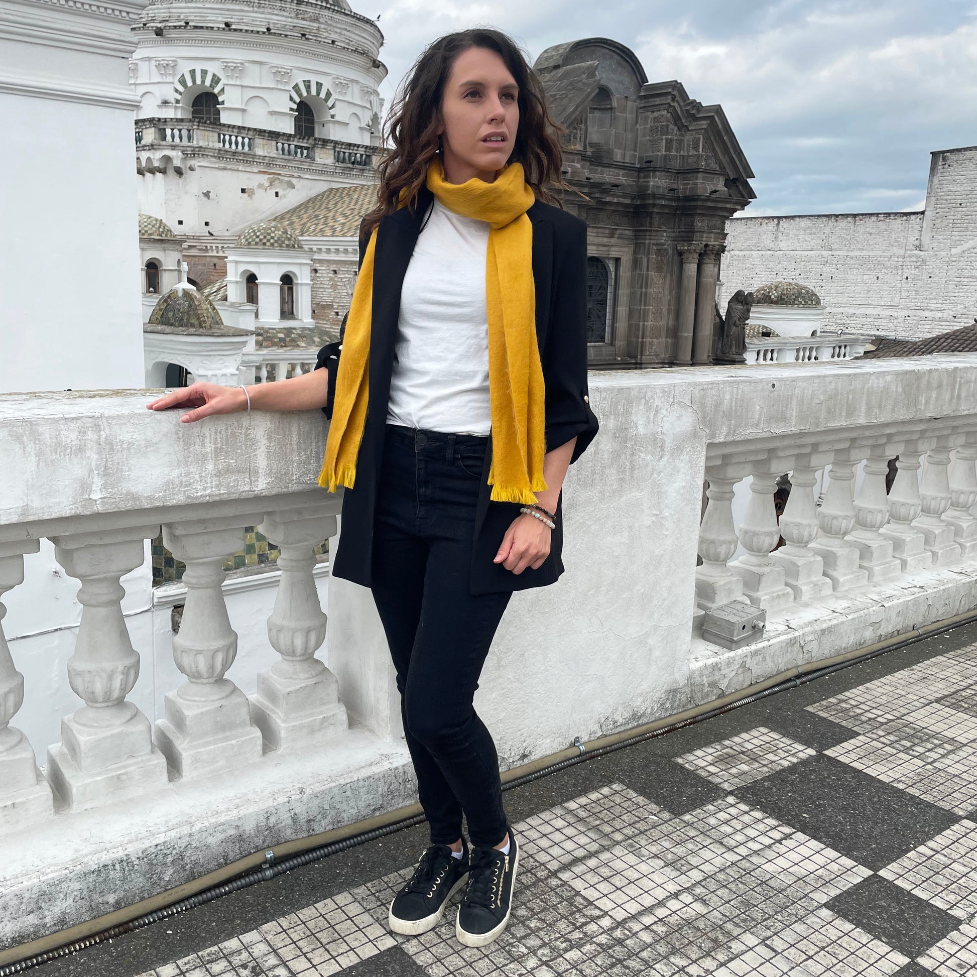 Luxury Chic Mustard Yellow Alpaca Fiber Scarf Alpaca Accessories