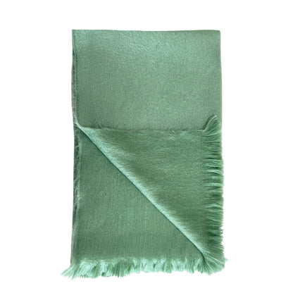 Luxury Soft Green Reversible Alpaca Fiber Shawl