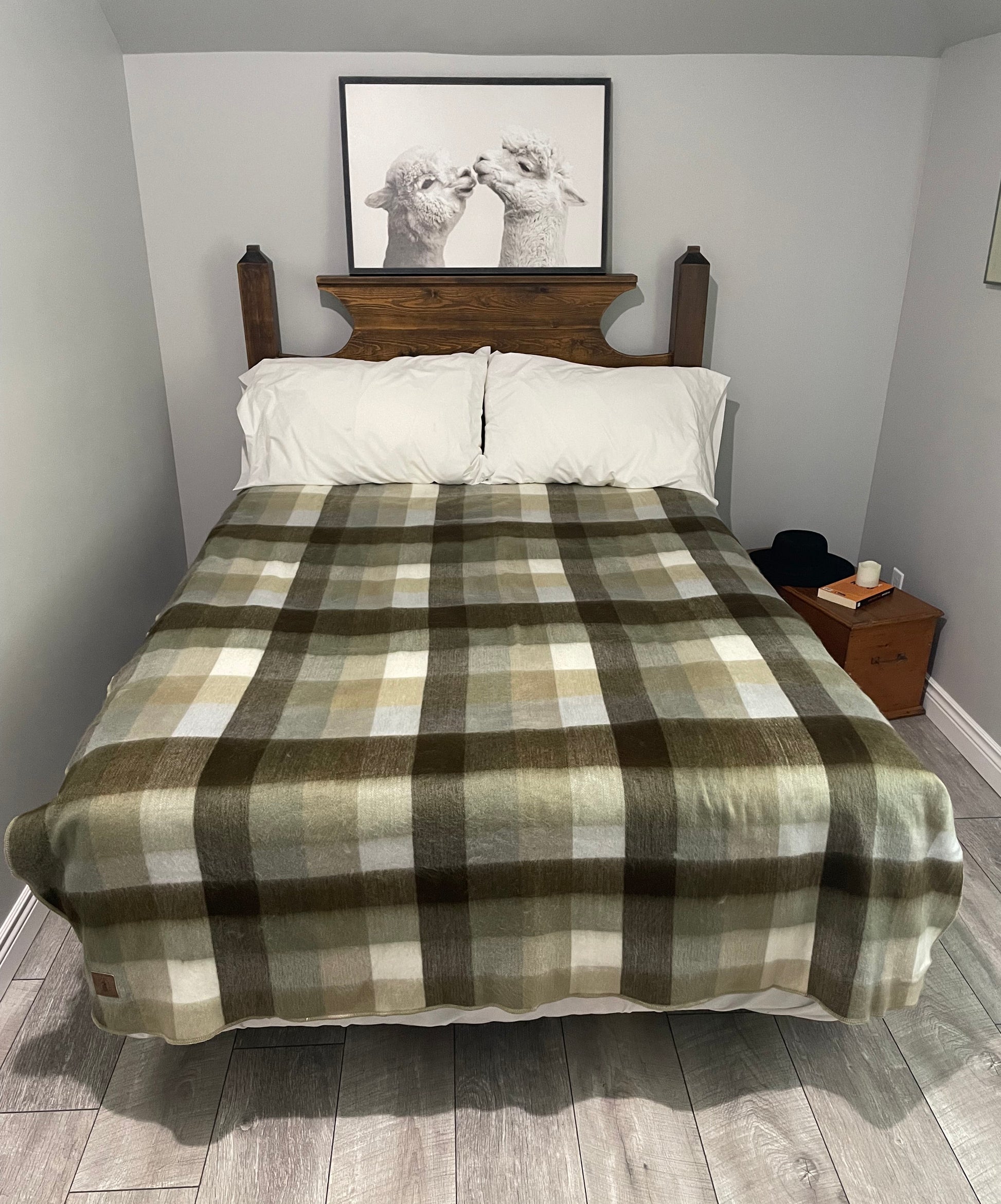 Cozy Natural Tone Patchwork Alpaca Wool Blanket