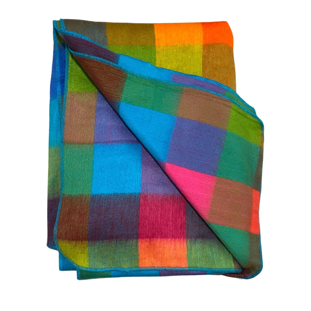 Colorful Patchwork Alpaca Fiber Blanket