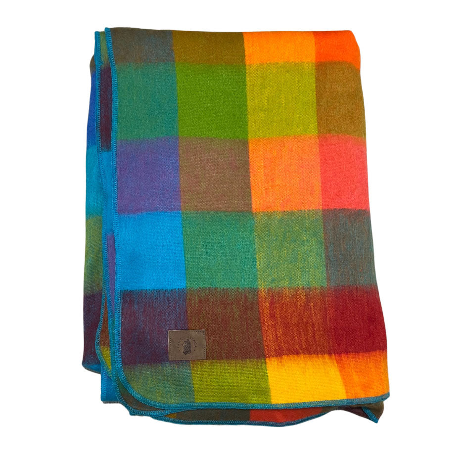 Colorful Patchwork Alpaca Fiber Blanket