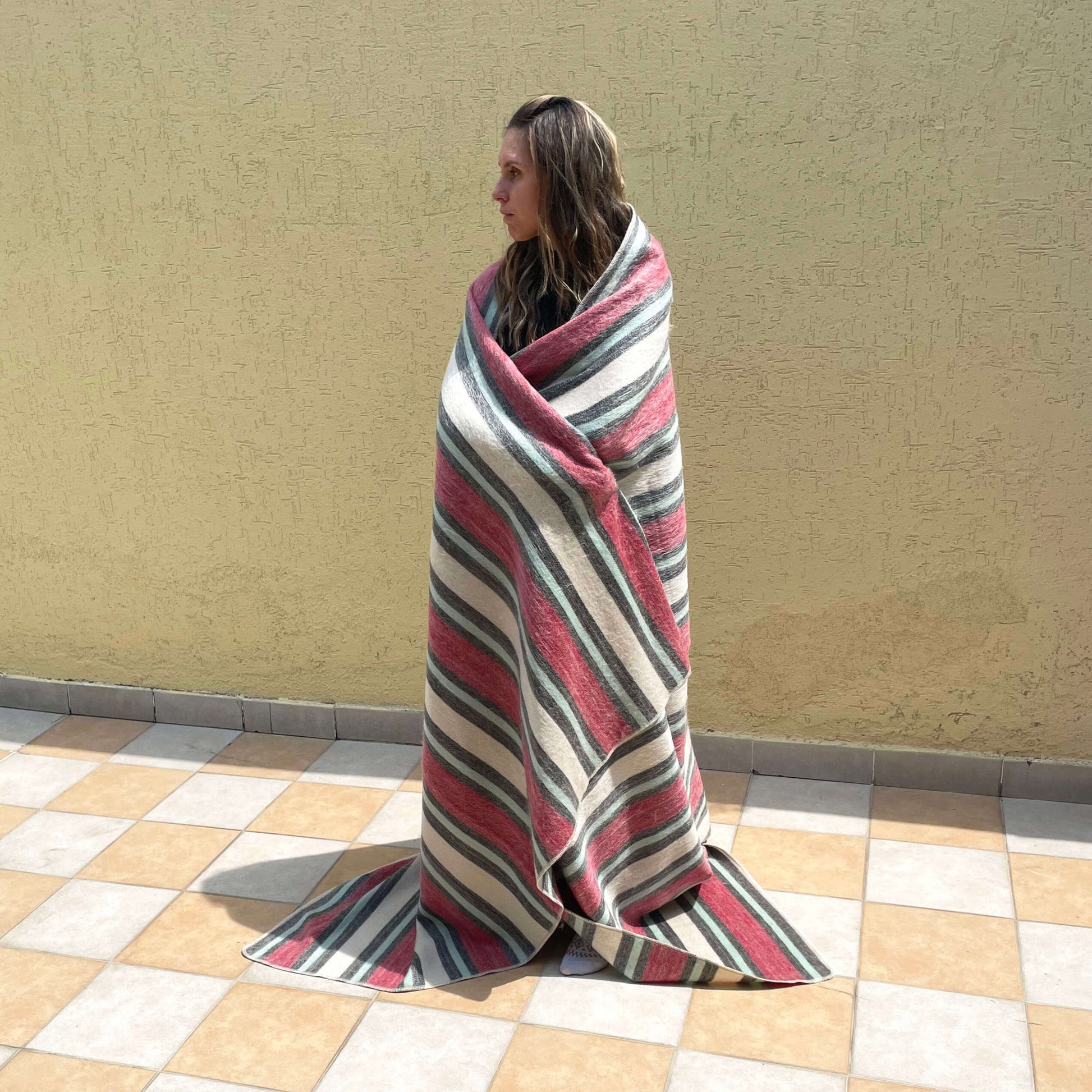 Soft Cozy Boho Striped Alpaca Wool Blanket Luxury Alpaca Decor