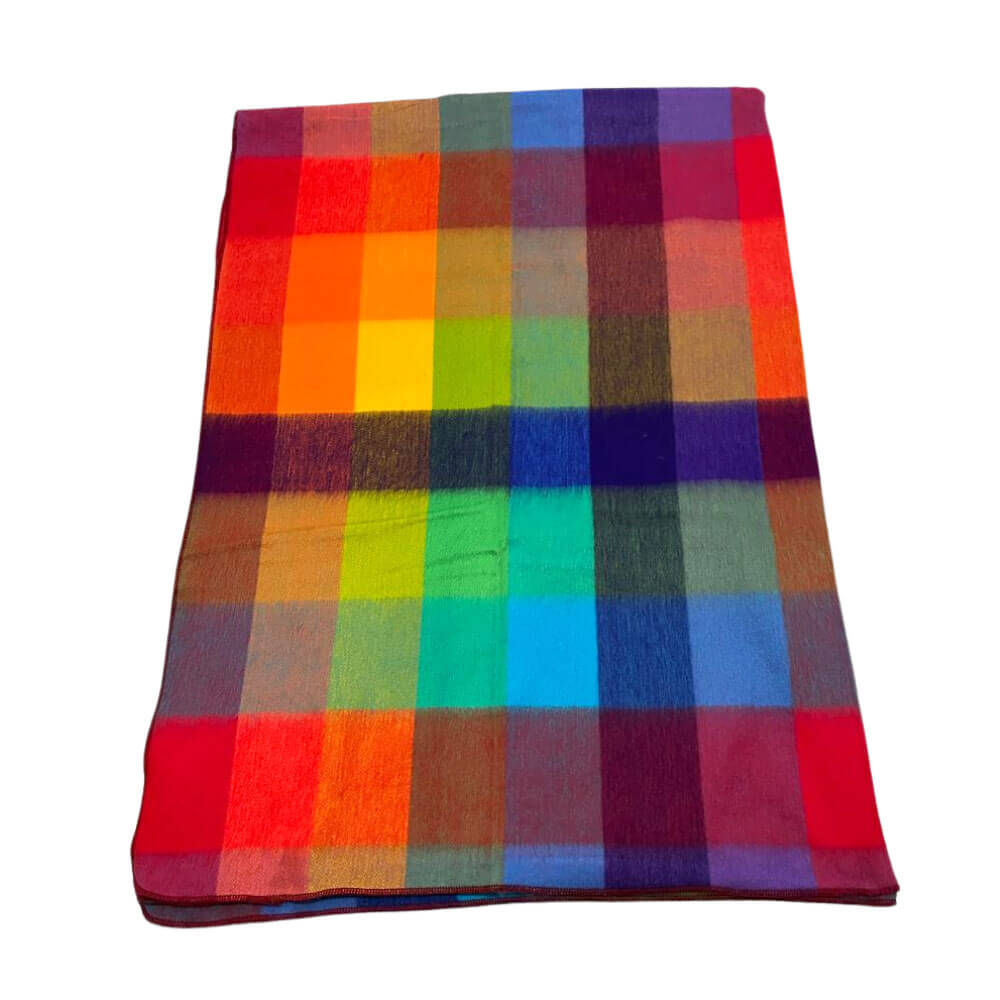Unique Colorful Patchwork Alpaca Wool Blanket Bright Home Decor
