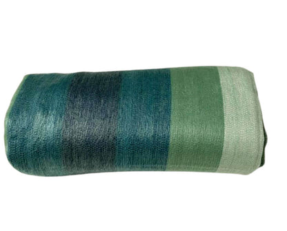 Elegant Cozy Green Blue Striped Alpaca Wool Blanket