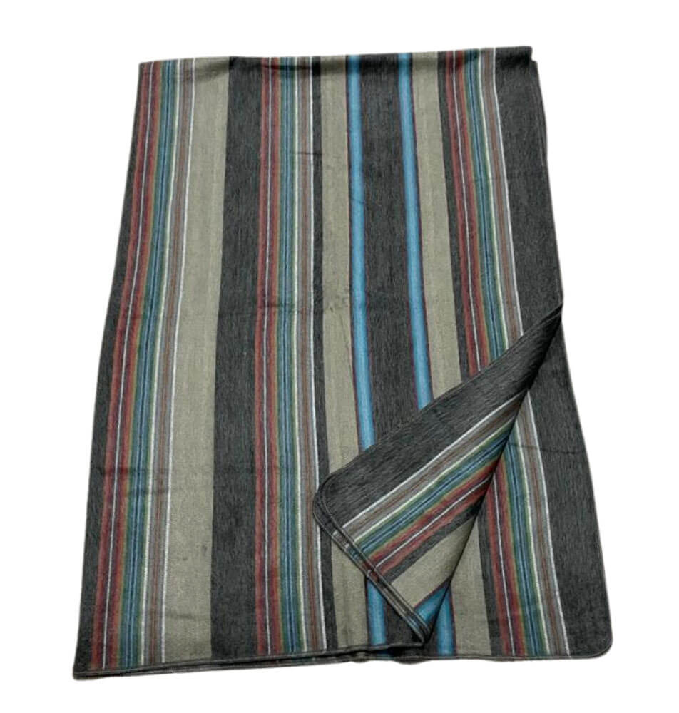 Super Soft Striped Ecuadorian Alpaca Fiber Blanket
