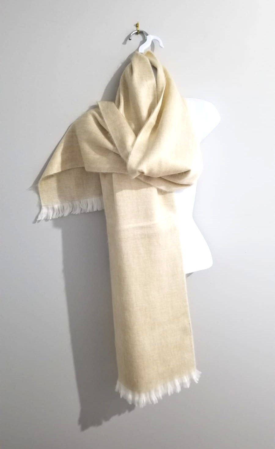 beige alpaca wool scarf