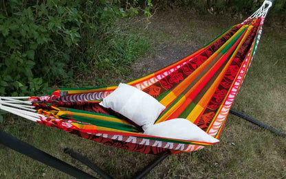 rope hammock, boho backyard