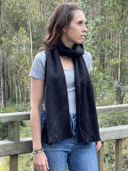 black alpaca wool scarf
