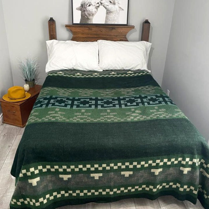 green reversible alpaca blanket