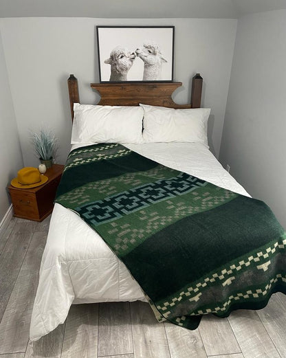 green reversible alpaca blanket
